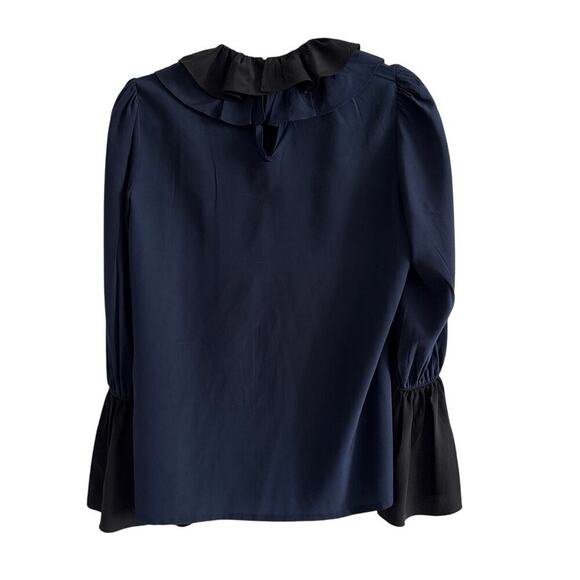 Tory Burch Ruffle Silk Blouse Sz 2 Romantic Academia Castlecore Top - Picture 7 of 9